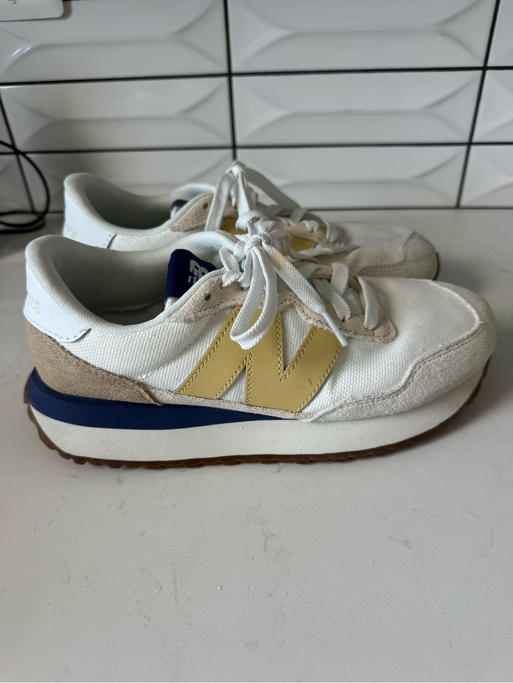 New Balance 237 Womens Retro Trainer Sneakers Yellow/Purple - 8